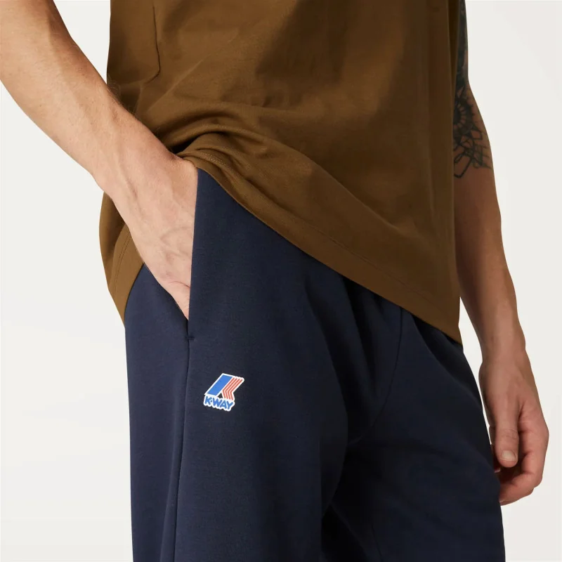 K-Way /// Pantaloni Felpa Uomo Le Vrai Bishop Misto Cotone Blu Scuro Prezzo 90,00