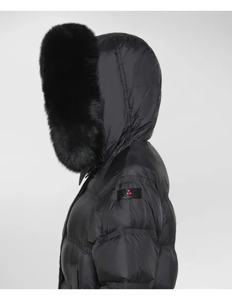 Peuterey /// Piumino Donna Takan Tessuto Tecnico Nero Cappuccio Pelliccia Prezzo 950,00