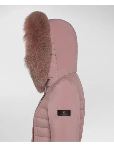Peuterey /// Piumino Donna Slim Seriola Tessuto Tecnico Rosa Antico Cappuccio Pelliccia Prezzo 800,00