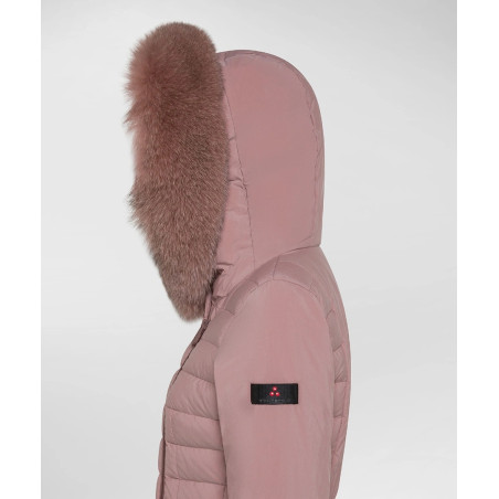 Peuterey /// Piumino Donna Slim Seriola Tessuto Tecnico Rosa Antico Cappuccio Pelliccia Prezzo 800,00
