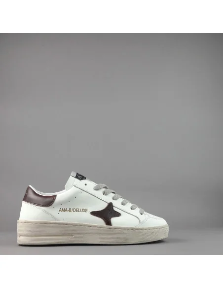 Ama Brand /// Sneakers Uomo Slam Pelle Bianco Spoiler Marrone Prezzo 199,00