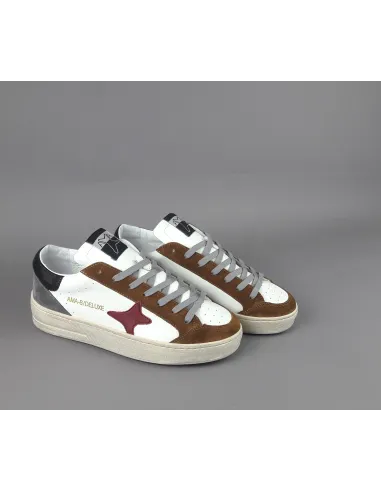 Ama Brand /// Sneakers Uomo Slam Pelle Camoscio Bianco Marrone Prezzo 199,00