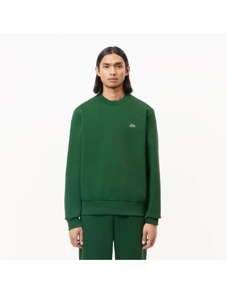 Lacoste /// Felpa Uomo Girocollo Misto Cotone Verde Scuro Prezzo 135,00