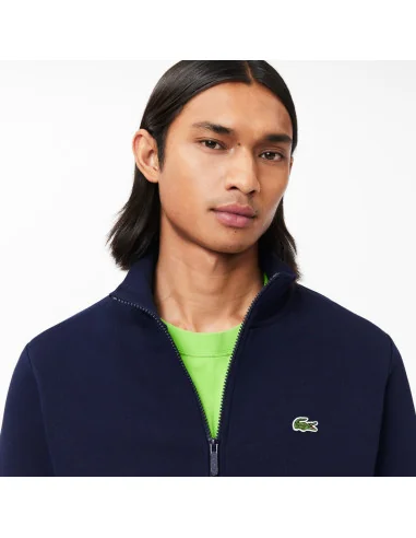 Lacoste /// Felpa Uomo Con Zip Misto Cotone Blu Scuro Prezzo 145,00