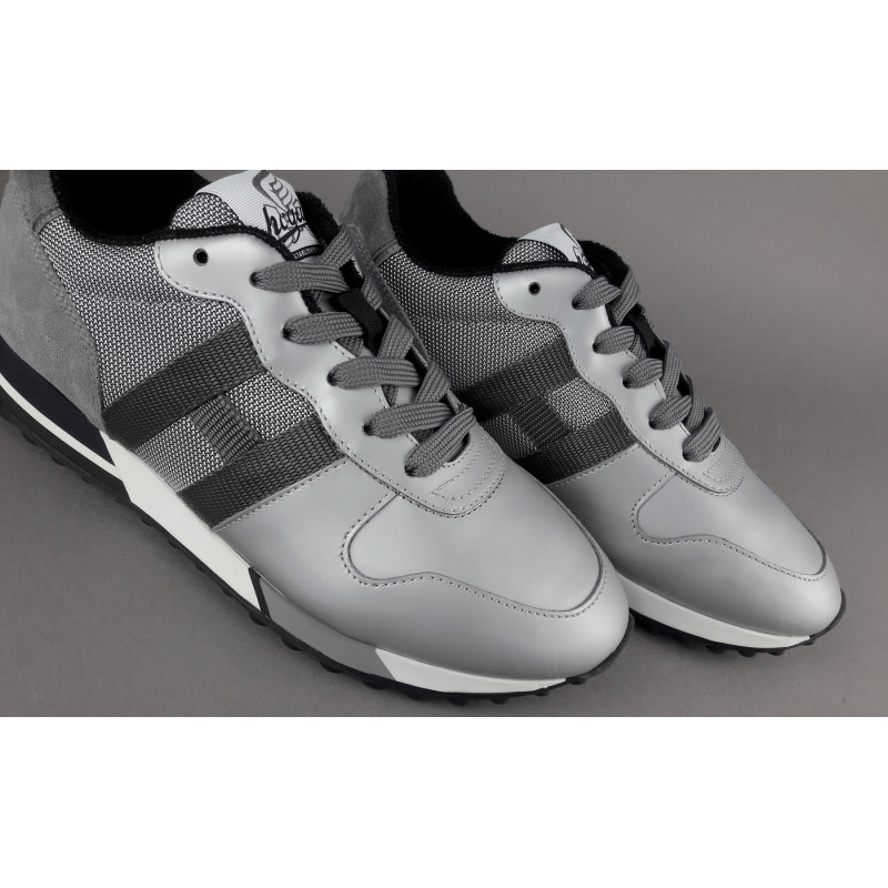 Hogan Sneakers H383 Uomo Pelle Gommata Metal Camoscio Tela Grigio Argento Prezzo 350,00