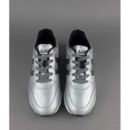 Hogan Sneakers H383 Uomo Pelle Gommata Metal Camoscio Tela Grigio Argento Prezzo 350,00