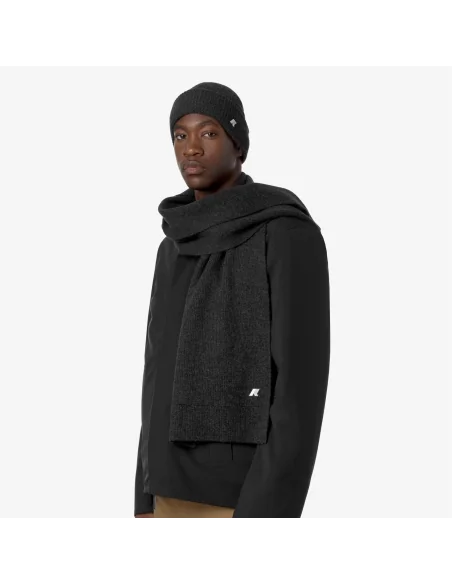 K-Way /// Sciarpa Unisex Lana A Coste Nero Melange Prezzo 70,00