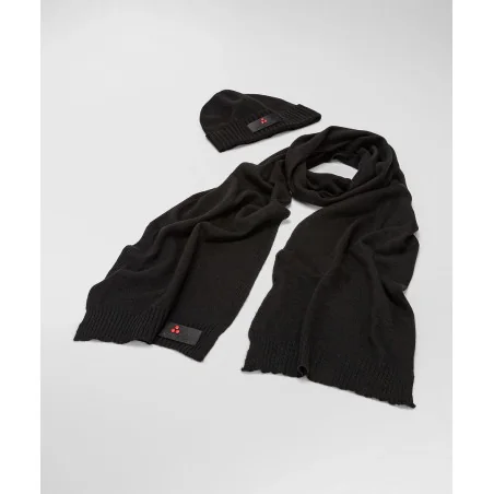 Peuterey /// Sciarpa Cappello Kit Unisex Misto Lana Nero Prezzo 119,00