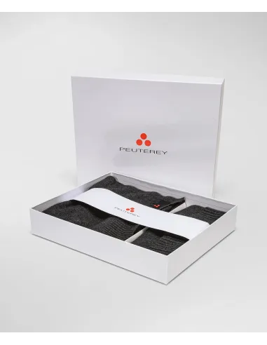 Peuterey /// Sciarpa Cappello Kit Unisex Misto Lana Grigio Scuro Prezzo 119,00