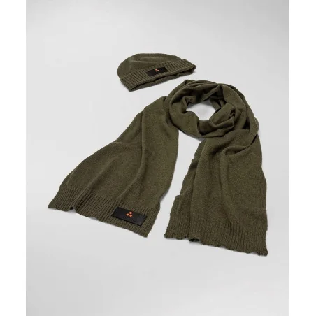 Peuterey /// Sciarpa Cappello Kit Unisex Misto Lana Verde Militare Prezzo 119,00