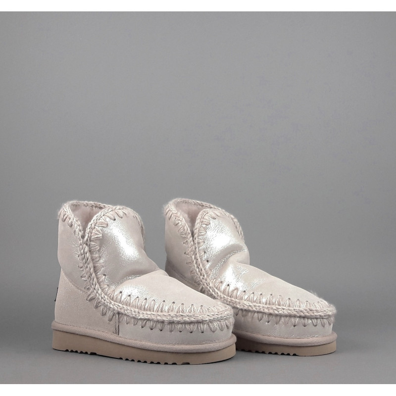 Mou /// Eskimo 18 Donna Montone Double-Face Effetto Microglitter Rosa Chiaro Prezzo 219,00