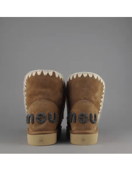 Mou /// Eskimo 18 Donna Montone Double-Face Marrone Chiaro Logo Glitter Prezzo 219,00