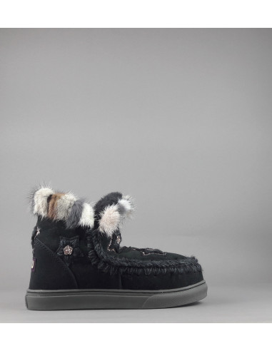 Mou /// Eskimo Sneakers Donna Montone Double-Face Con Visone Nero Prezzo 319,00