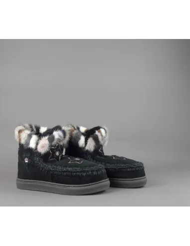 Mou /// Eskimo Sneakers Donna Montone Double-Face Con Visone Nero Prezzo 319,00