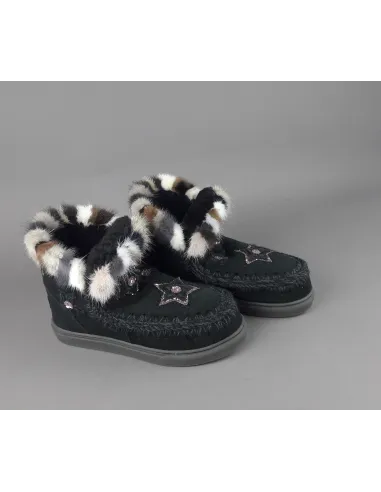 Mou /// Eskimo Sneakers Donna Montone Double-Face Con Visone Nero Prezzo 319,00