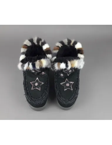 Mou /// Eskimo Sneakers Donna Montone Double-Face Con Visone Nero Prezzo 319,00