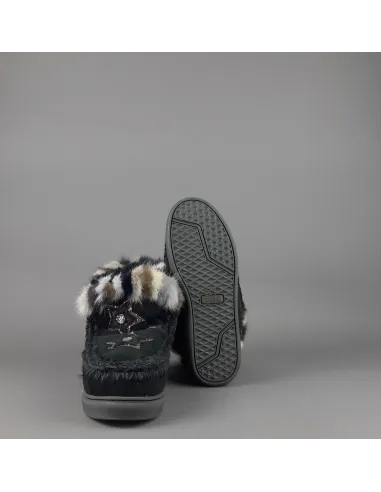 Mou /// Eskimo Sneakers Donna Montone Double-Face Con Visone Nero Prezzo 319,00