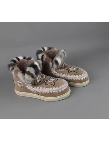 Mou /// Eskimo Sneakers Donna Montone Double-Face Con Visone Marrone Prezzo 319,00