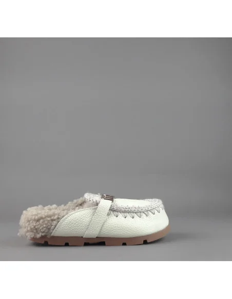 Mou /// Slipper Eskimo Donna Montone Double-Face Effetto Pelle Martellata Bianco Prezzo 169,00