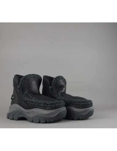 Mou /// Eskimo Chunky Sneakers Donna Montone Double-Face Metal Cracked Nero Prezzo 279,00