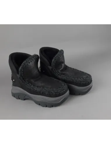 Mou /// Eskimo Chunky Sneakers Donna Montone Double-Face Metal Cracked Nero Prezzo 279,00