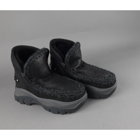 Mou /// Eskimo Chunky Sneakers Donna Montone Double-Face Metal Cracked Nero Prezzo 279,00