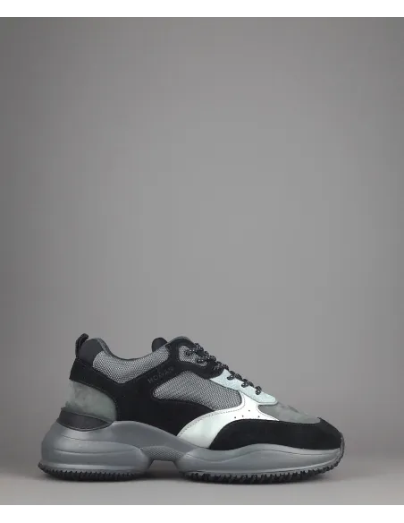 Hogan Sneakers Interaction Uomo Camoscio Tela Nero Grigio Prezzo 360,00