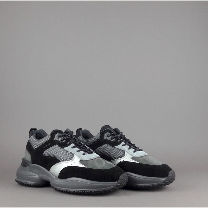 Hogan /// Sneakers Interaction Uomo Camoscio Tela Nero Grigio Prezzo 360,00