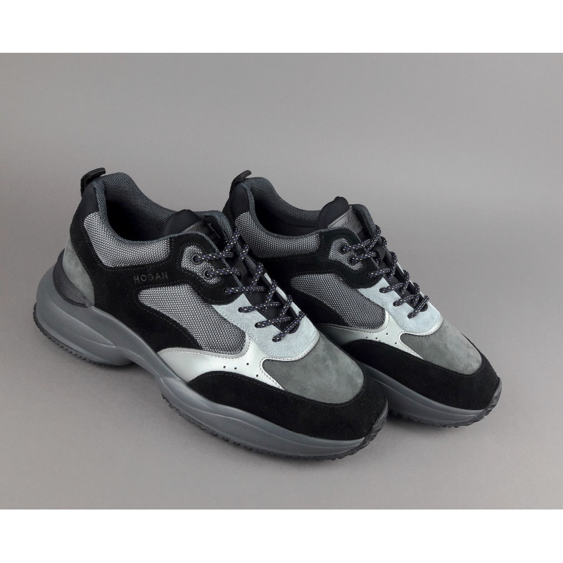 Hogan /// Sneakers Interaction Uomo Camoscio Tela Nero Grigio Prezzo 360,00