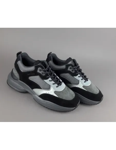 Hogan Sneakers Interaction Uomo Camoscio Tela Nero Grigio Prezzo 360,00