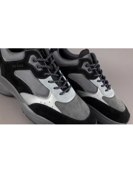 Hogan Sneakers Interaction Uomo Camoscio Tela Nero Grigio Prezzo 360,00
