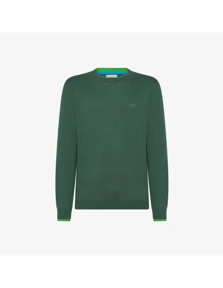 Sun 68 /// Maglia Uomo Girocollo Misto Lana Verde Scuro Prezzo 120,00