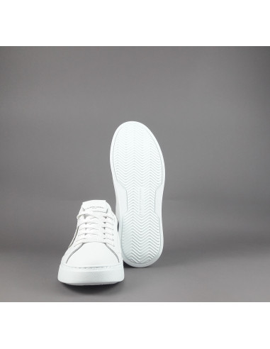Philippe Model - Sneakers Uomo New Temple Pelle Bianco Spoiler Verde Militare Prezzo 340,00