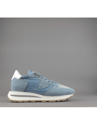 Philippe Model - Sneakers Uomo New Tropez Camoscio Tela Azzurro Prezzo 295,00