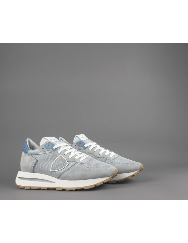 Philippe Model - Sneakers Uomo New Tropez Camoscio Tela Grigio Chiaro Prezzo 295,00