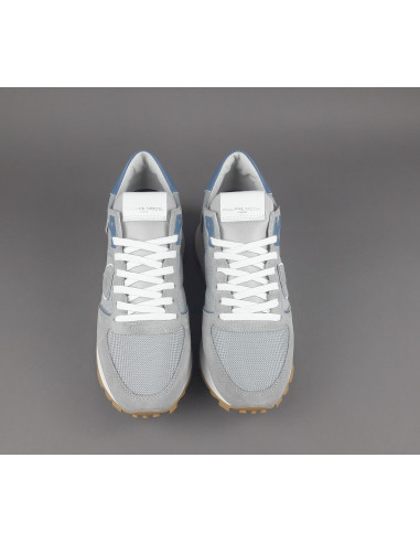 Philippe Model - Sneakers Uomo New Tropez Camoscio Tela Grigio Chiaro Prezzo 295,00