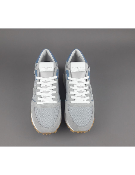 Philippe Model - Sneakers Uomo New Tropez Camoscio Tela Grigio Chiaro Prezzo 295,00