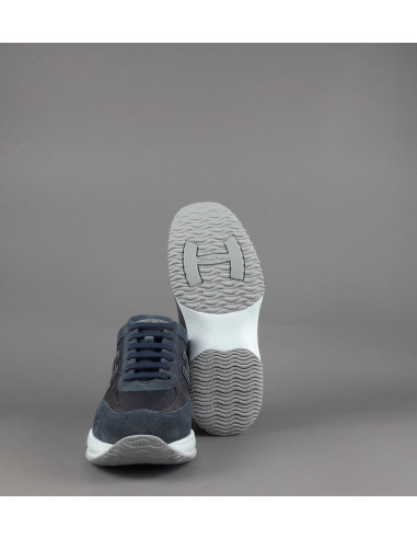 Hogan - Interactive New Uomo Camoscio Nabuk Tela Blu Scuro H Flock Prezzo 390,00