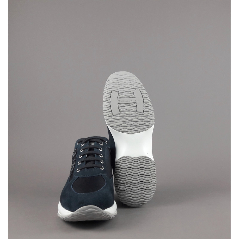 Hogan - Interactive Donna Camoscio Tela Blu Scuro H Strass Prezzo 420,00