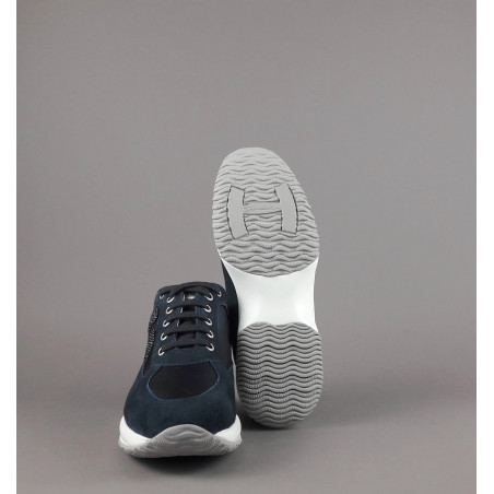 Hogan - Interactive Donna Camoscio Tela Blu Scuro H Strass Prezzo 420,00