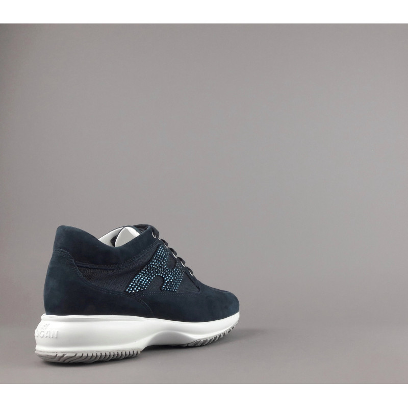 Hogan - Interactive Donna Camoscio Tela Blu Scuro H Strass Prezzo 420,00