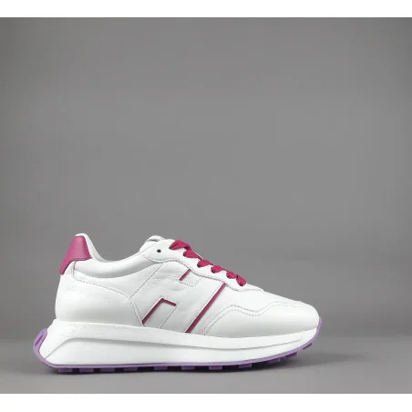 Hogan - Sneakers Donna H641 Pelle Nappa Bianco H Profilo Fuxia Prezzo 460,00