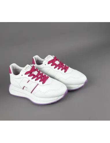 Hogan - Sneakers Donna H641 Pelle Nappa Bianco H Profilo Fuxia Prezzo 460,00