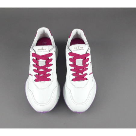 Hogan - Sneakers Donna H641 Pelle Nappa Bianco H Profilo Fuxia Prezzo 460,00