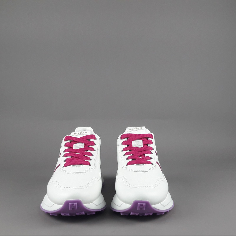 Hogan - Sneakers Donna H641 Pelle Nappa Bianco H Profilo Fuxia Prezzo 460,00