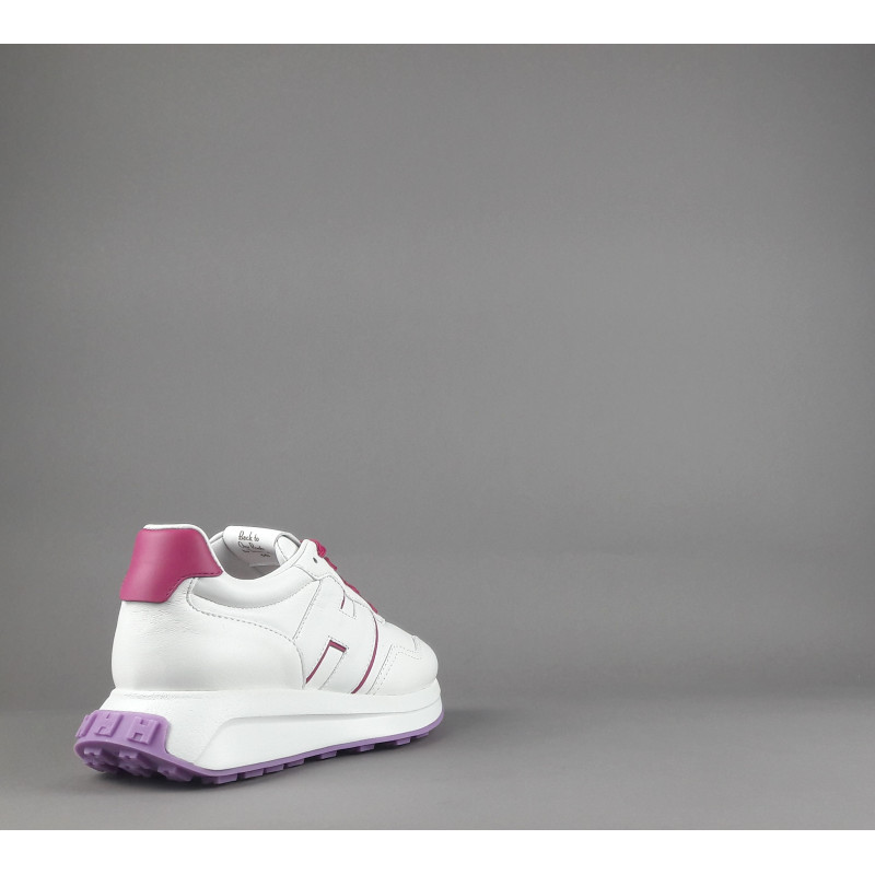 Hogan - Sneakers Donna H641 Pelle Nappa Bianco H Profilo Fuxia Prezzo 460,00