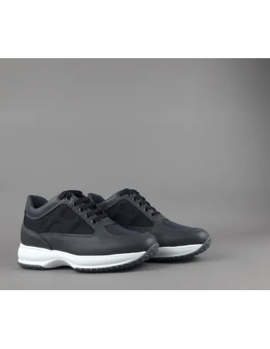 Hogan - Interactive Uomo Pelle Tela Antracite Blu Prezzo 390,00