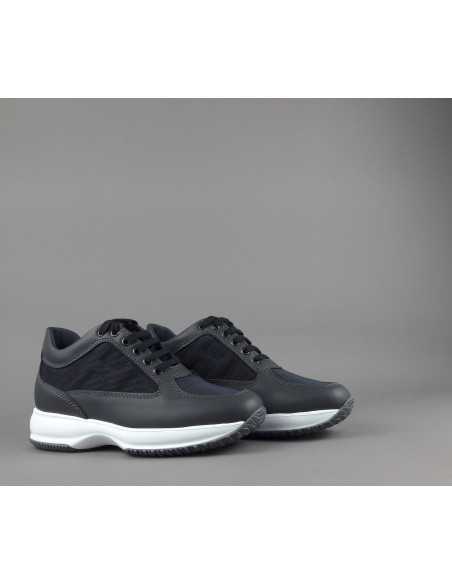 Hogan - Interactive Uomo Pelle Tela Antracite Blu Prezzo 390,00