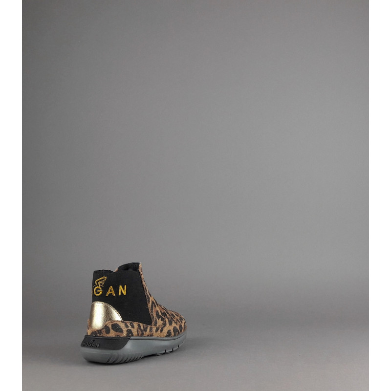 Hogan Stivaletto Interactive3 Junior Baby Camoscio Stampa Animalier Prezzo 198,00