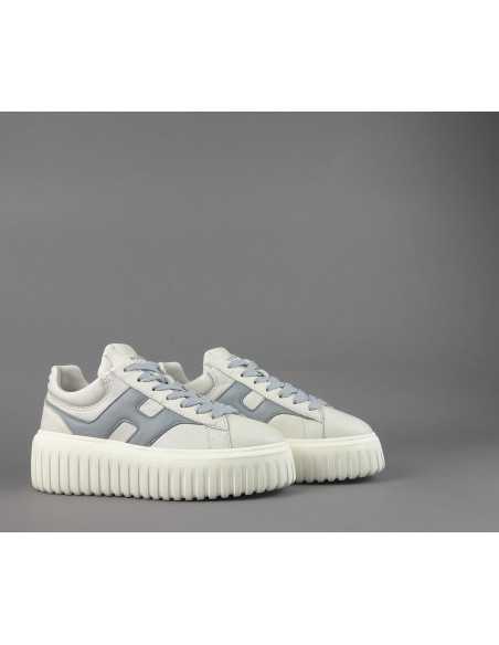 Hogan - H-Stripes Donna H645 Pelle Nappa Bianco Opaco H Cucita Prezzo 430,00